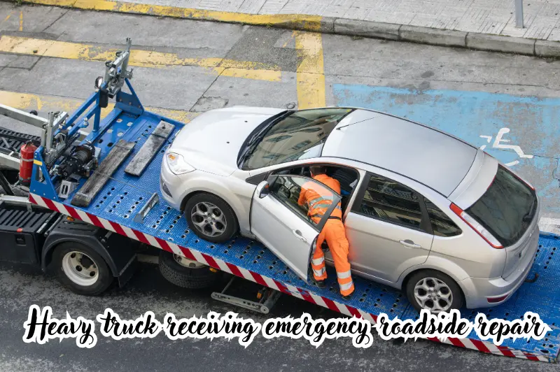 heavy truck receiving emergency roadside repair