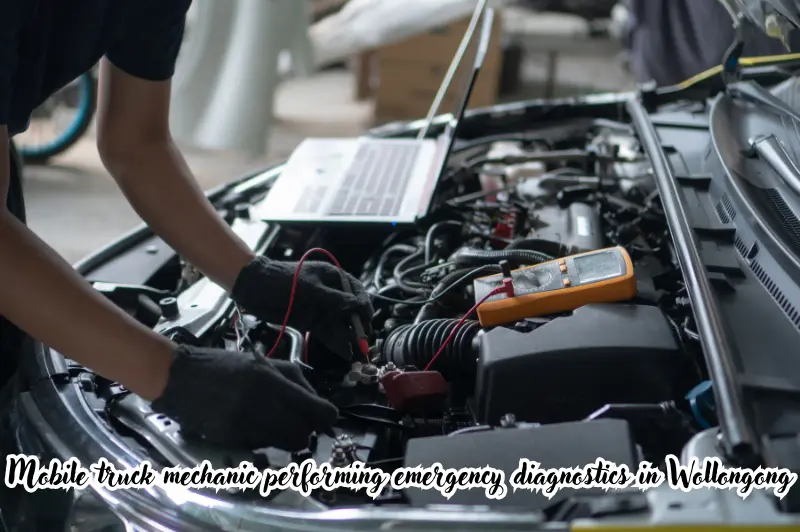 mobile truck mechanic performing emergency diagnostics in wollongong